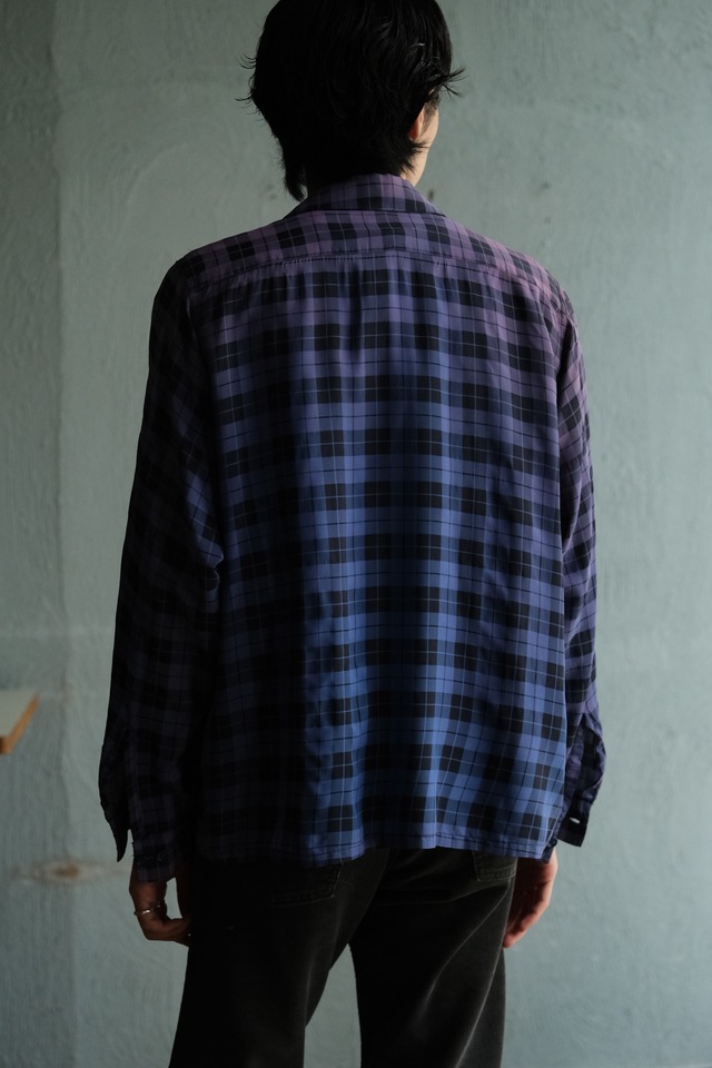 Utah/40-50's "PERSONALITY" silk rayon open collar shirt/ sun fade