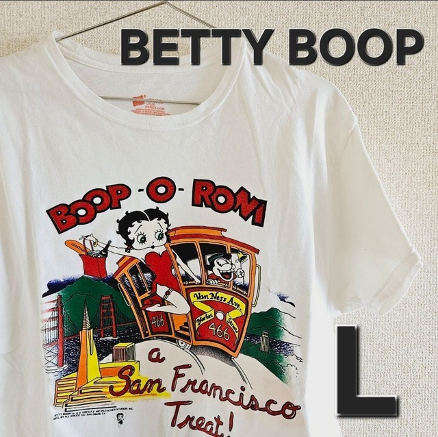 古着】BETTY BOOP 白Tシャツ Lサイズ ベースボール野球 ベティちゃん 
