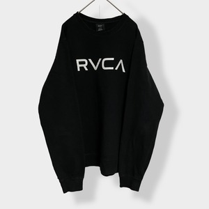 【RVCA】 ロゴ プリント スウェット トレーナー プルオーバー 黒ボディ L US古着