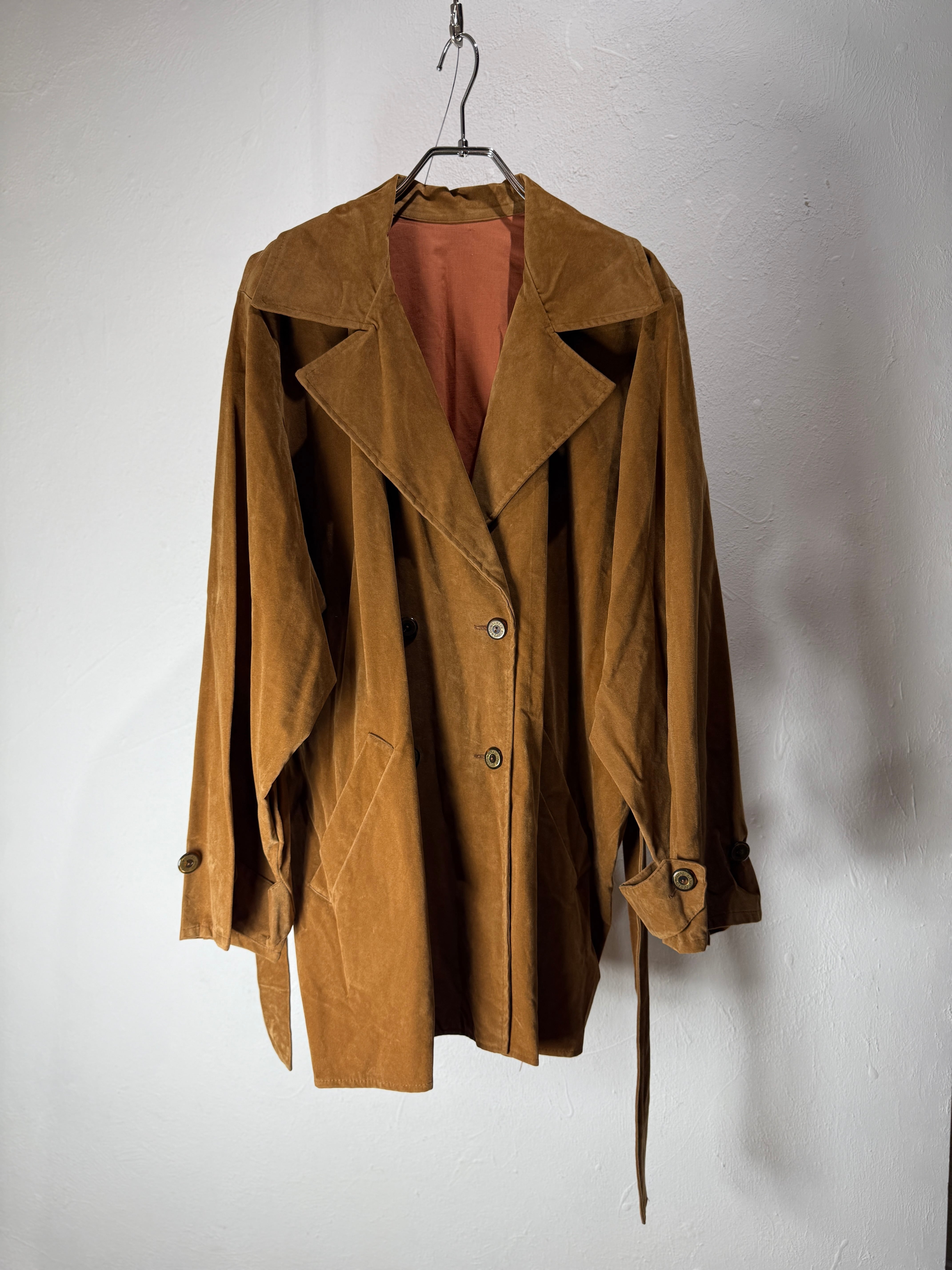 80〜90's italy made suede touch belted jacket