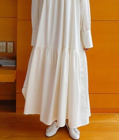 ワンピース フレアワンピース ティアードワンピース l ロング ロング丈 マキシ マキシ丈 袖あり 長袖 Vネック 襟なし フレア 切り替えデザイン 送料無料】 ワンピース フレアワンピース ティアードワンピース l