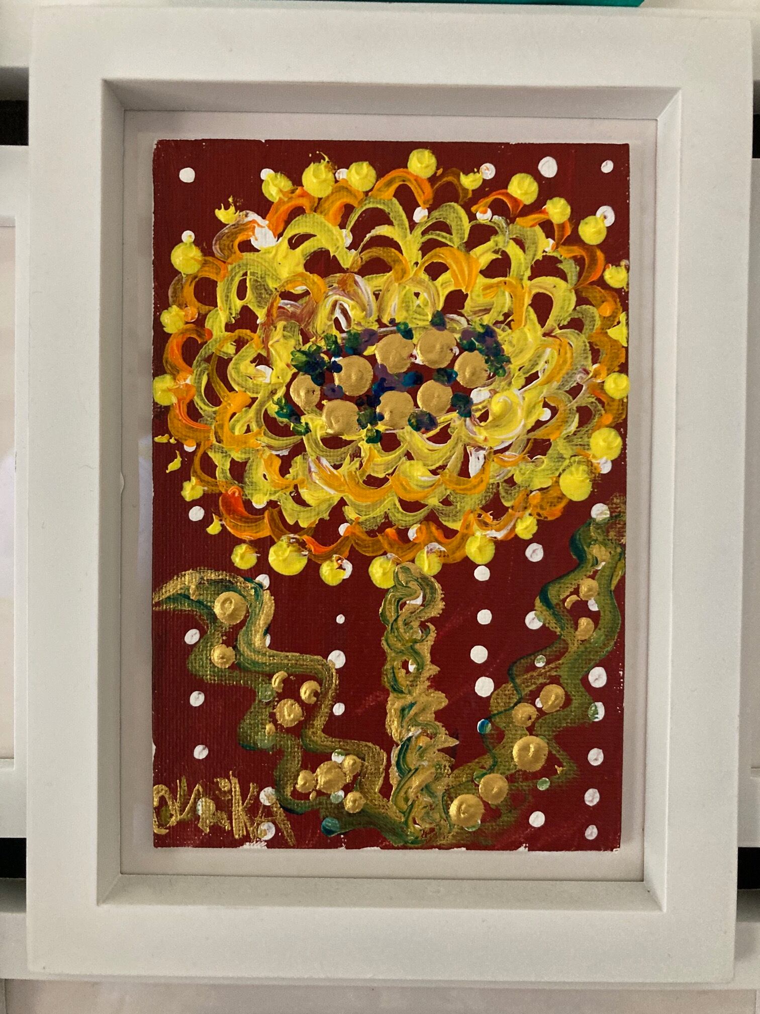 ☆一点もの☆原画ミニ油絵10cm四方】南フランスのベッキーちゃんと