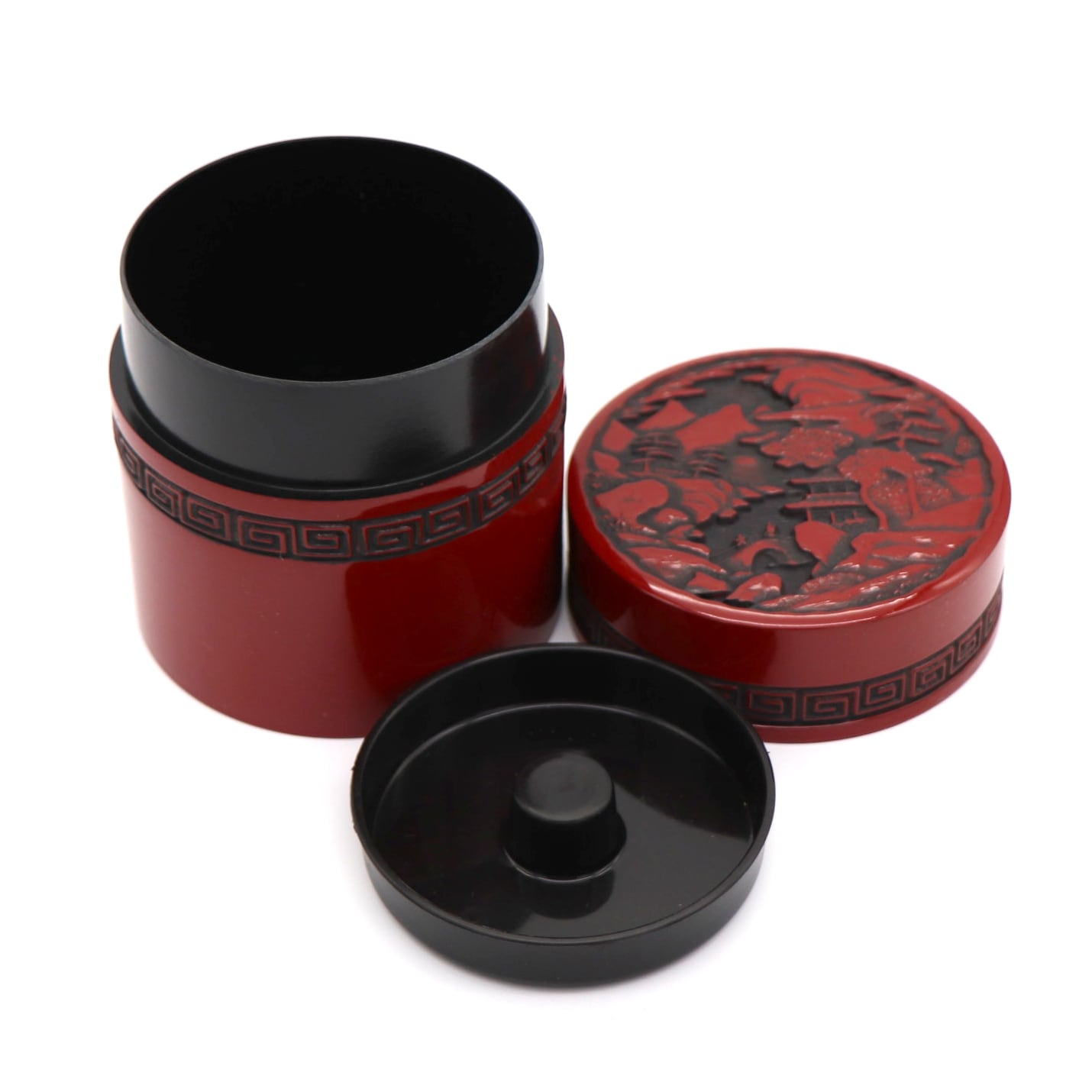 仙台の埋木細工 工芸品『茶托』5客 仙台堆朱・茶筒・茶托5客セット・彫漆・No.201103-08・梱包