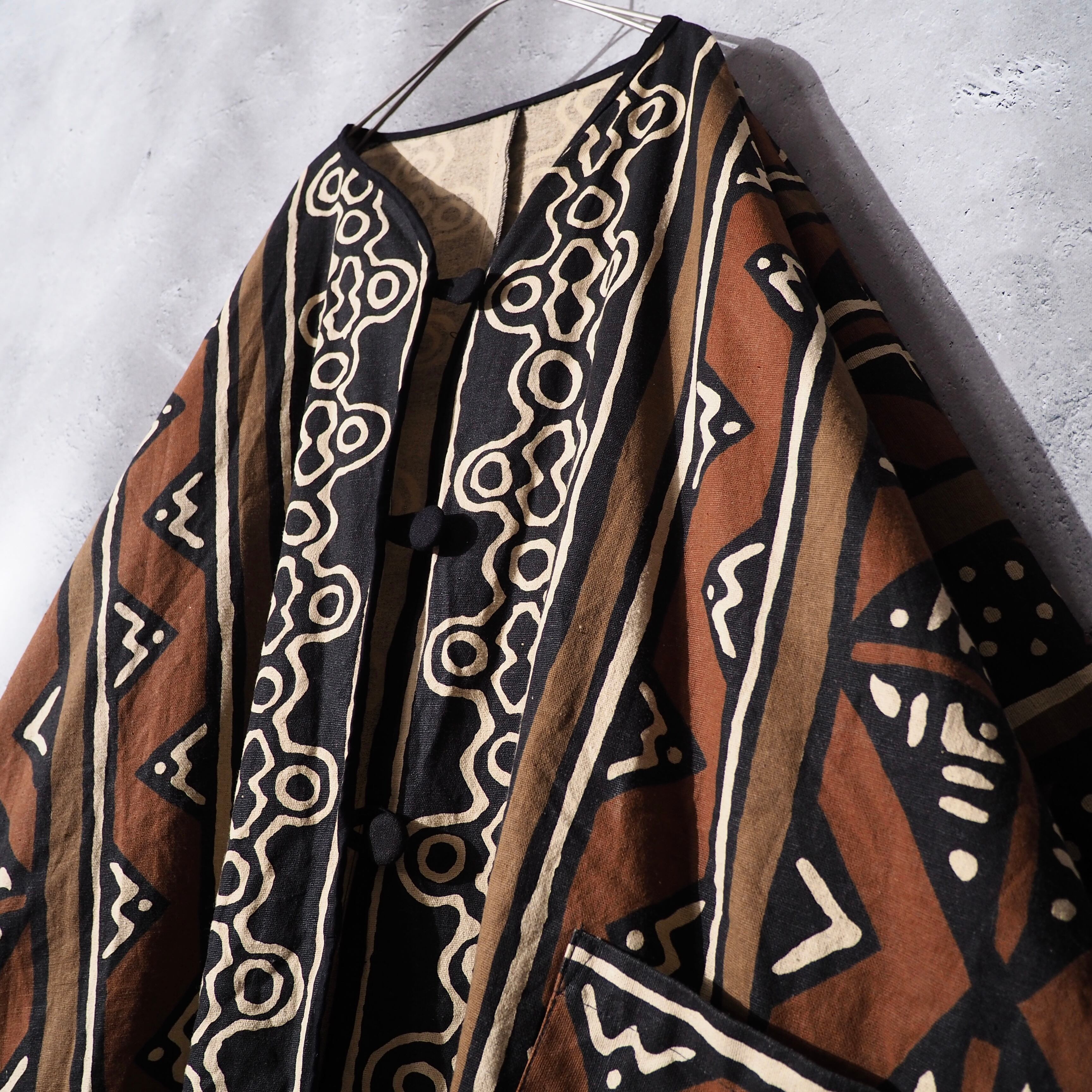 ethnicity art hand-dyed vintage dolman sleeve long coat