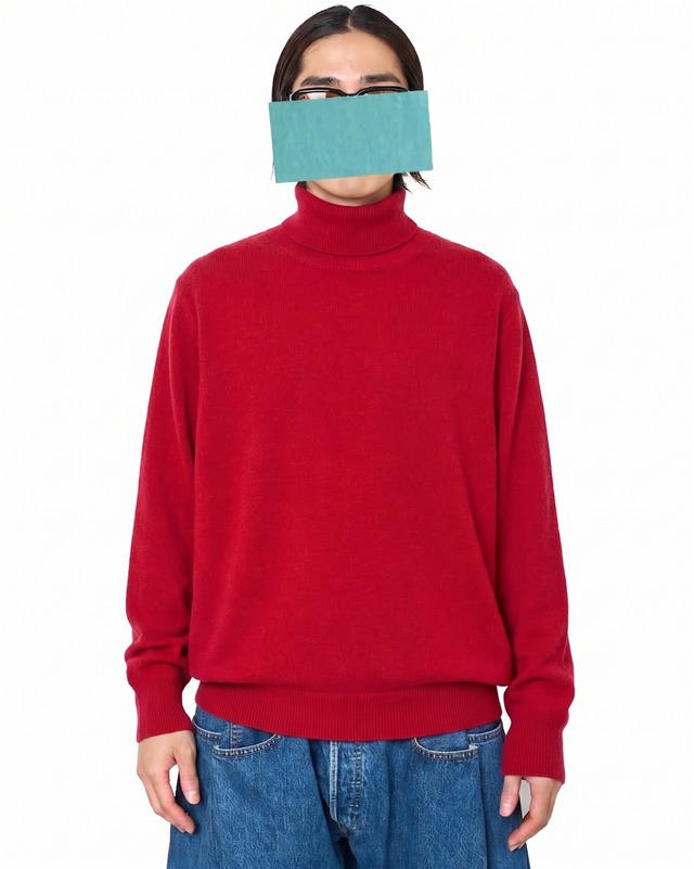 ssstein "EXTRA FINE WOOL KNIT TURTLE NECK LS〔RED〕"