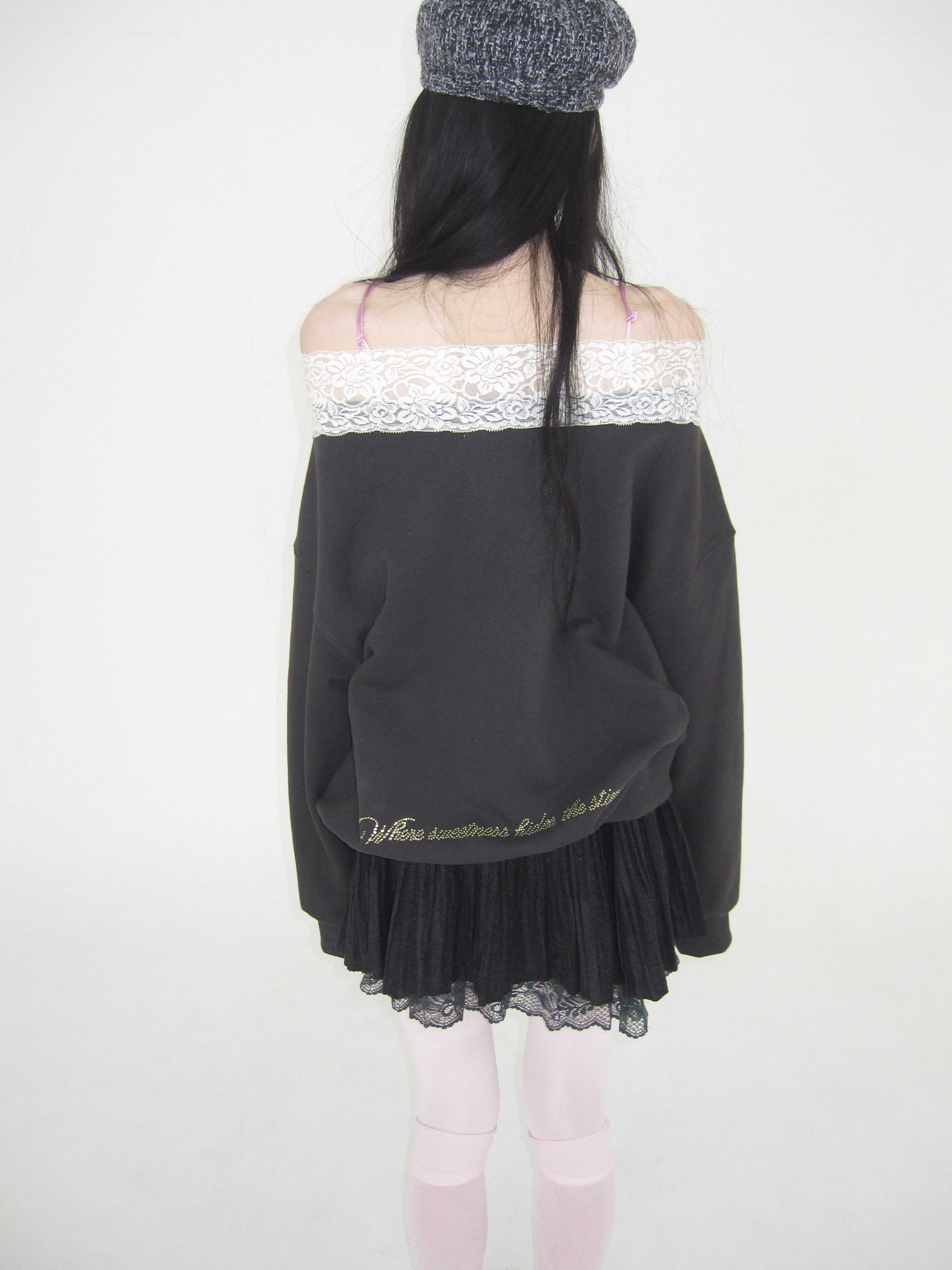 トップス Dlys Off shoulder sweat shirts charcoal Dlys Off shoulder sweat shirts charcoal | n.k atelier