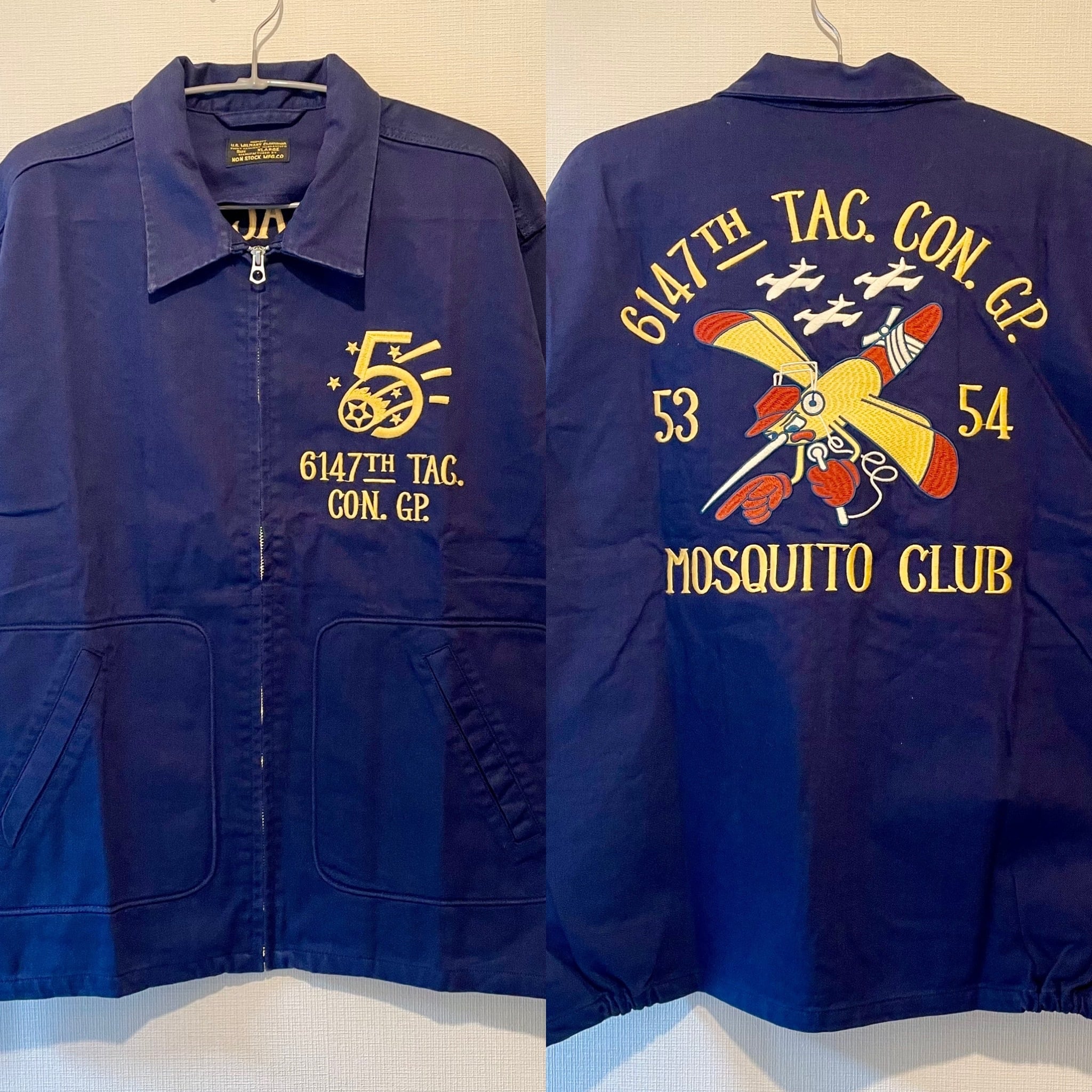 1960s 朝鮮戦争 復刻 スーベニアジャケット モスキート部隊 濃紺 XXL 6147th モスキート部隊 U.S. AF スーベニアジャケット 6147th Tactical