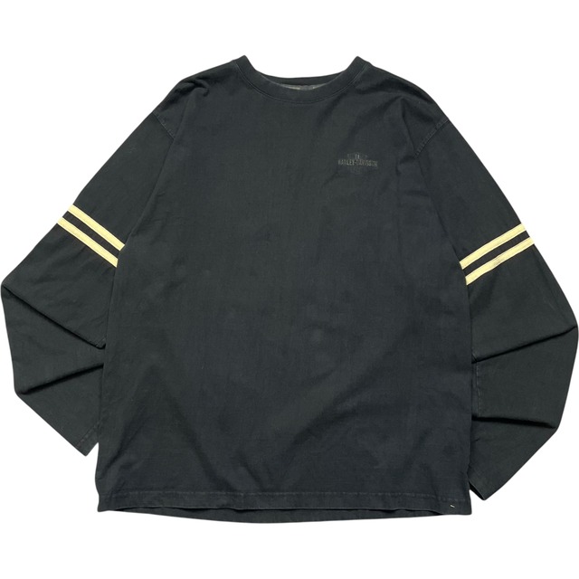 《L》Harley-Davidson ハーレーダビッドソン ロンT 袖ボーダー ブラック no.6606