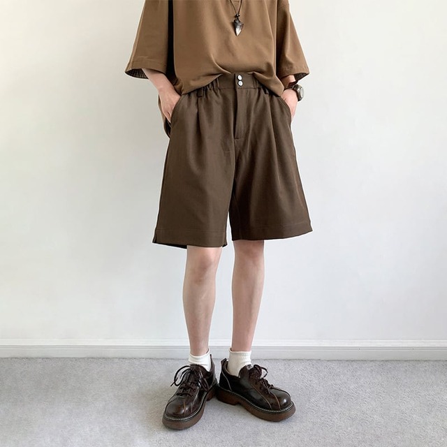jiwuusルーズフィットカジュアルショートパンツ
