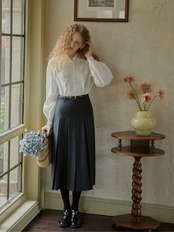 Albane Embroidery Scallop Collar Blouse F0797