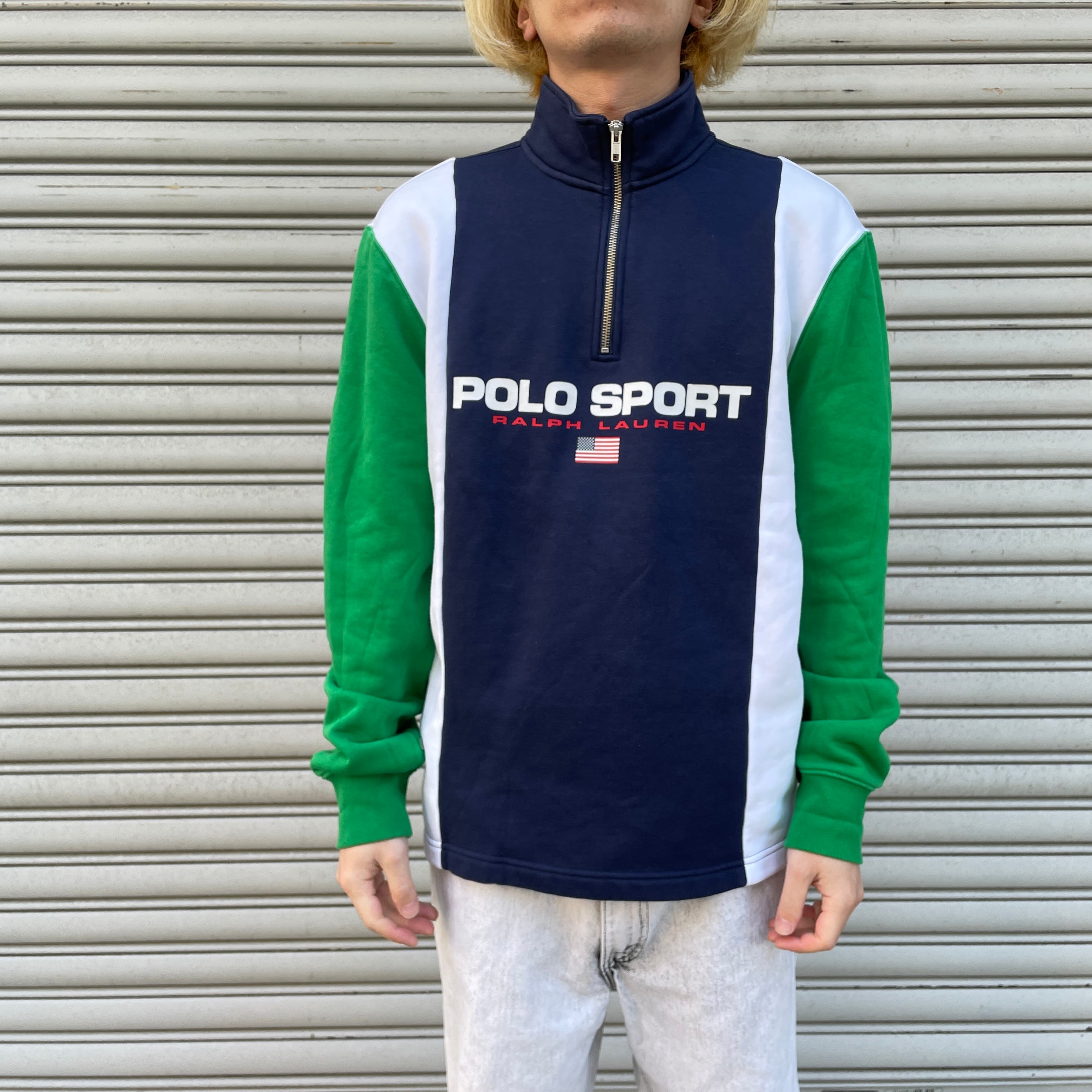 『送料無料』POLO SPORT 切替ハーフジップスウェット　星条旗　M ラルフローレン | 古着屋 Uan powered by BASE