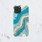 受注生産 iPhoneケース 水色の地層マーブル｜紙マーブリング MARB004B