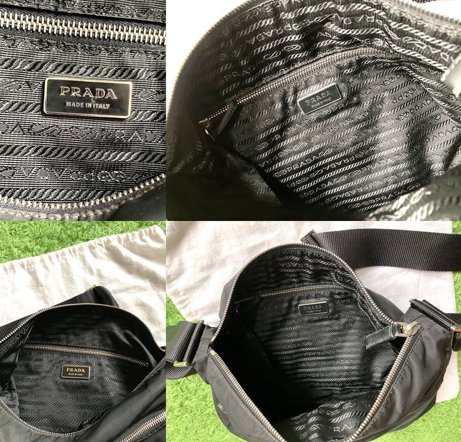 美品 正規 本物 定価14万 PRADA プラダ ブラック リモンタナイロン