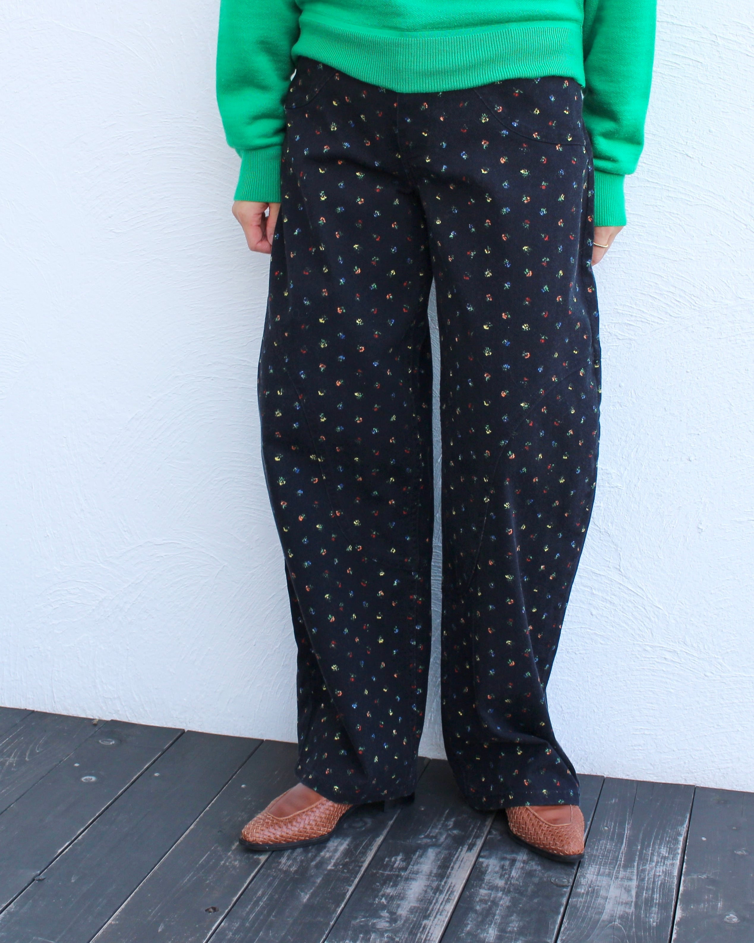 BAUM UND PFERDGARTEN/stamp flower denim pants