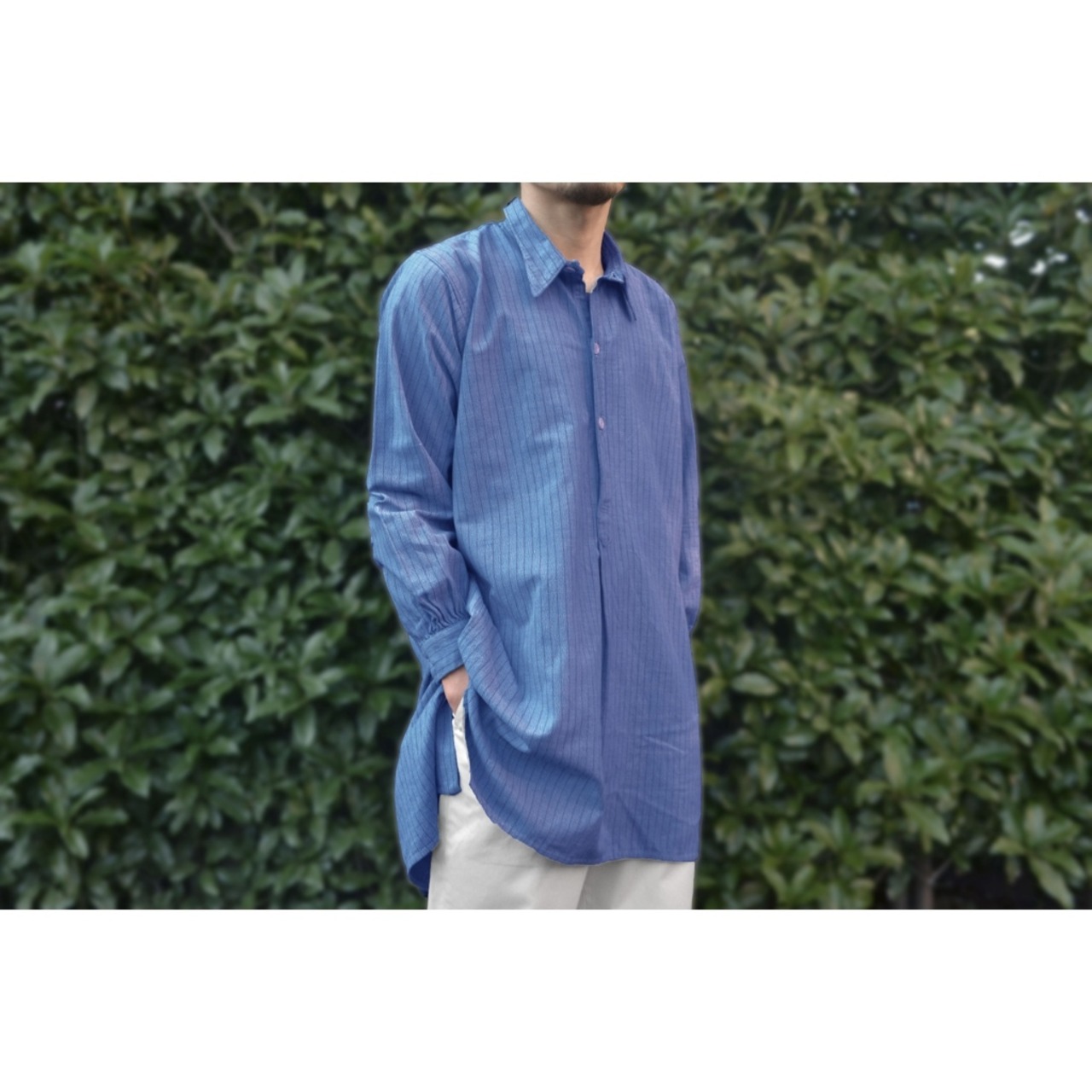 French vintage 痒 dressshirt 襤褸 グランパシャツ