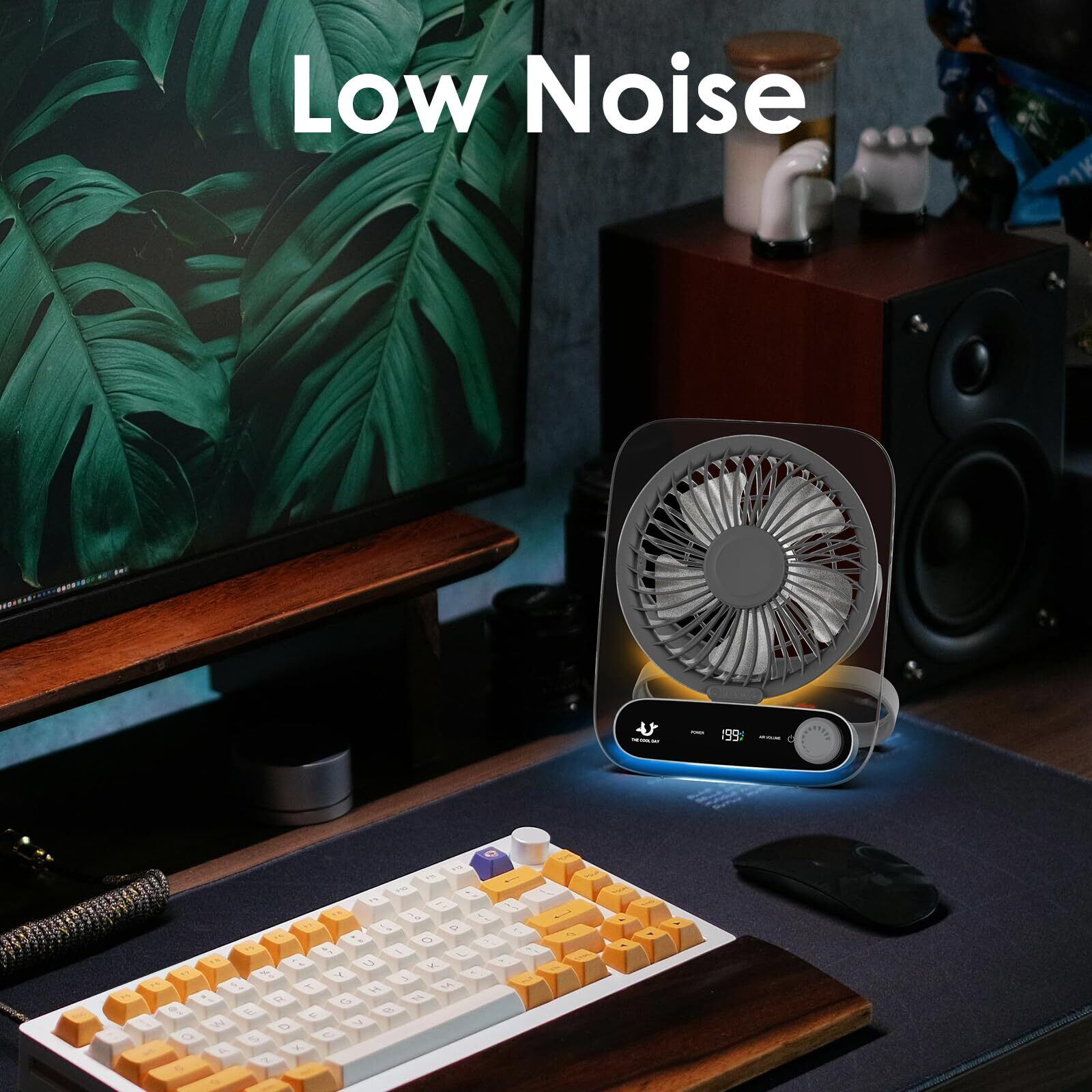 Simpeak Usb Fan Simpeak USB扇風機 199段階調整 充電式卓上扇風機 小型静音ファン、吊り下げ可能 照明付き ミニファン、オフィス/寝室/旅行/車内 ...