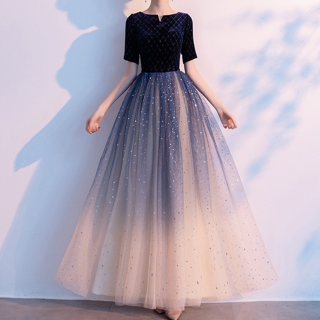 ドレス ワンピース レディース 送料無料 8色 フレア 五分袖 ロング ドッキング レイヤード グラデーション スパンコール グリッター ラメ チュール シフォン チュール Aライン Vネック レース シースルー タイトドレス パーティドレス 袖あり 半袖 フレアスリーブ 透け感 シースルー エレガント 大人可愛い きれいめ ゴージャス 華やか 上品 黒 ブラック ブライダル 披露宴 オケージョン 二の腕カバー 高見え 格上げ 二次会 XS S M L XL 2XL 3XL 4XL 5XL