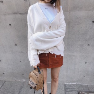 Loose Knit cardigan / White