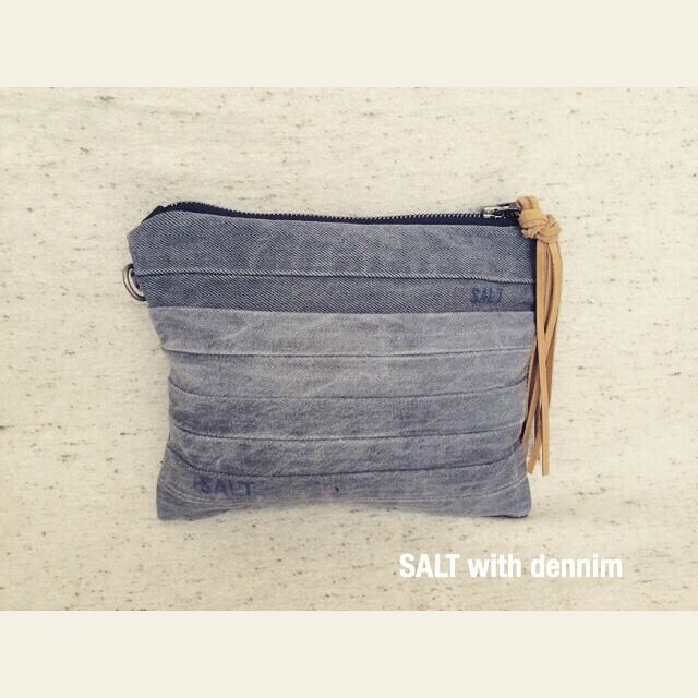 GrayDenimボーダーポーチ No.1419