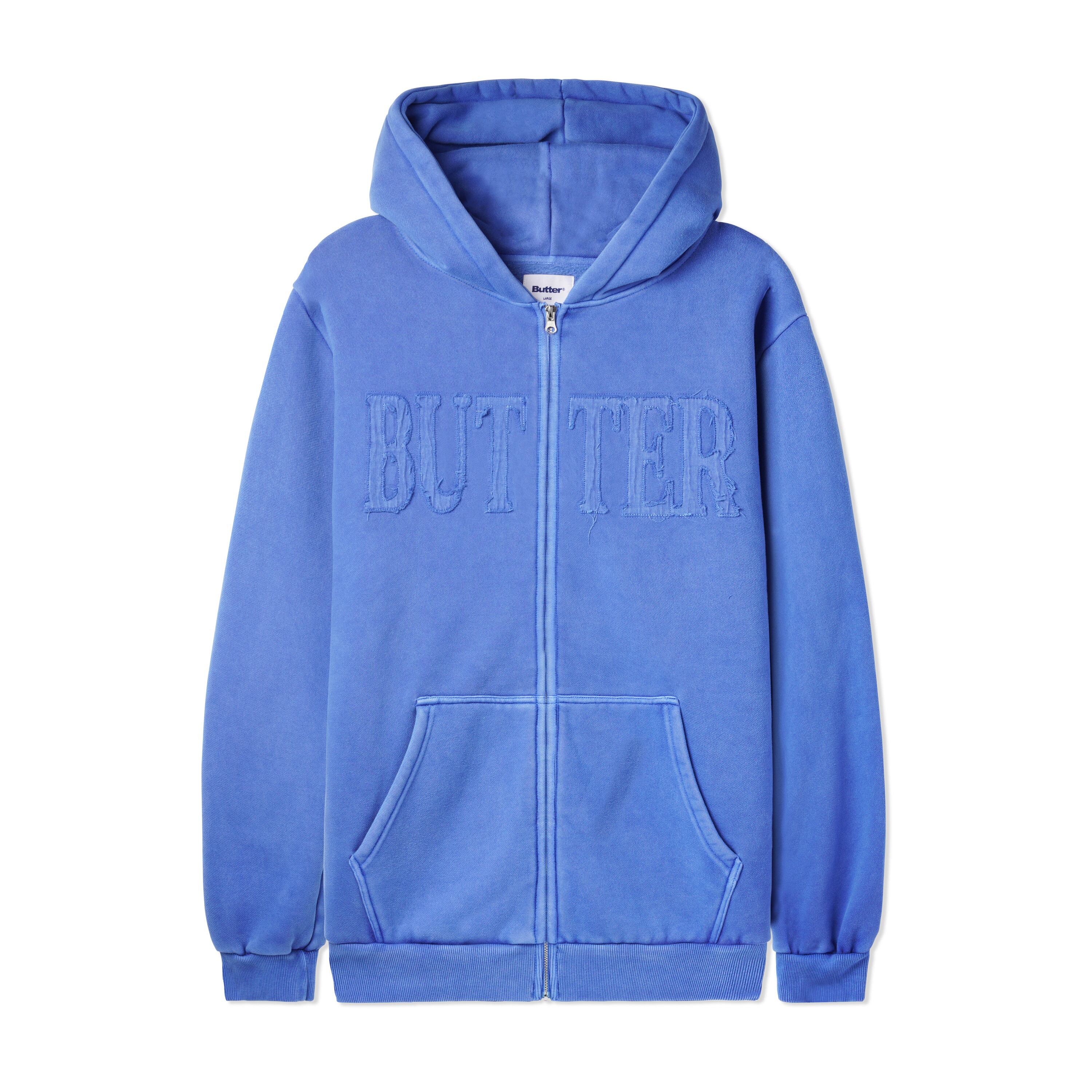 BUTTER GOODS【Fabric Applique Zip Pullover Hood - Blue】