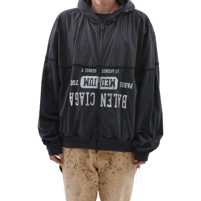 【BALENCIAGA】Patched Hooded Shirt
