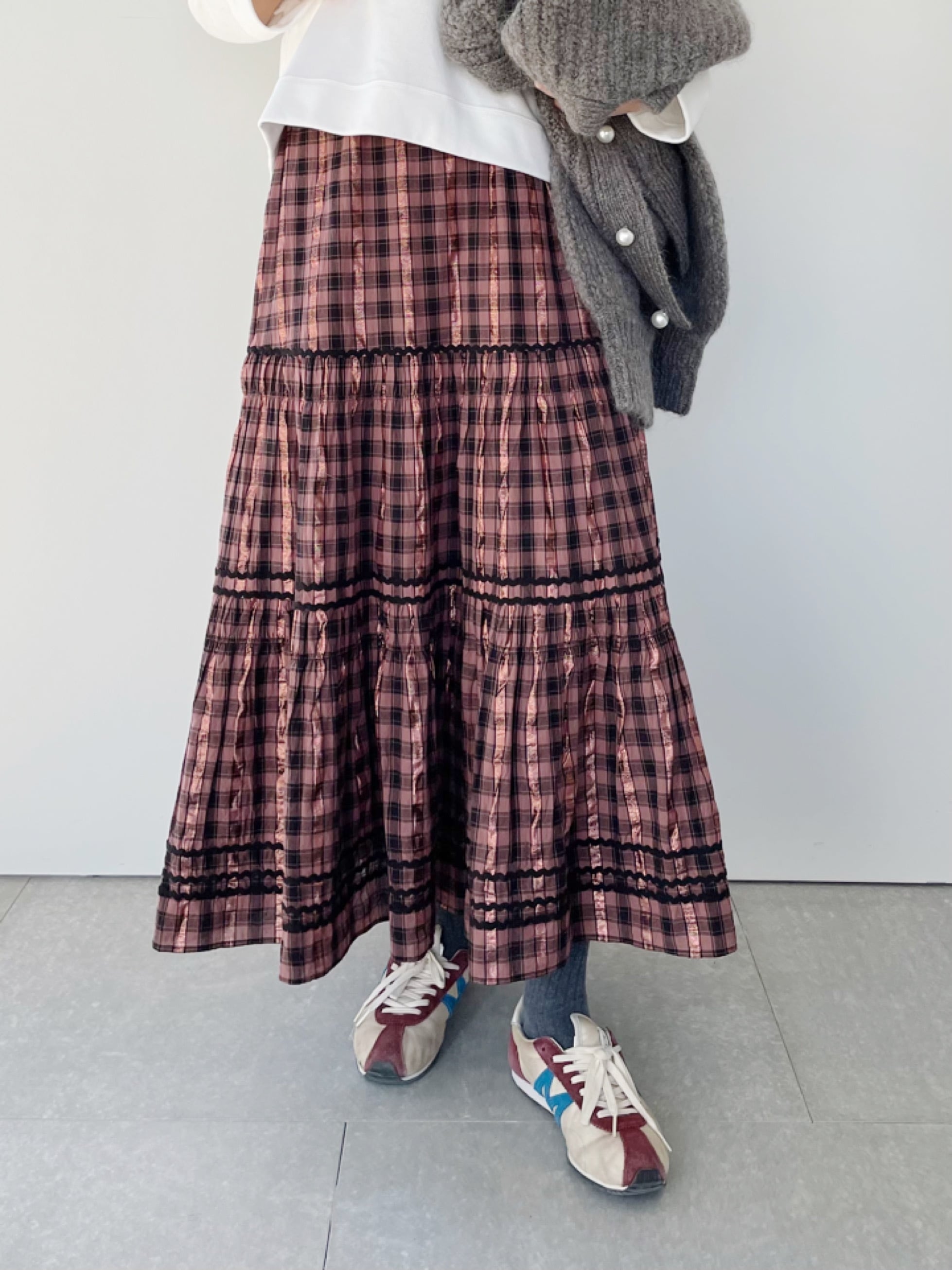 Cotton Check Shirring Skirt サラマリカ コットンチェック 