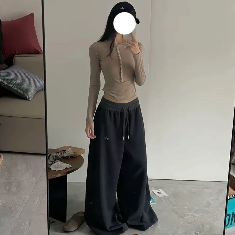 ユニセックス ヴィンテージ スウェットパンツ オーバーサイズ バギー 原宿 韓国風 ヒップホップ