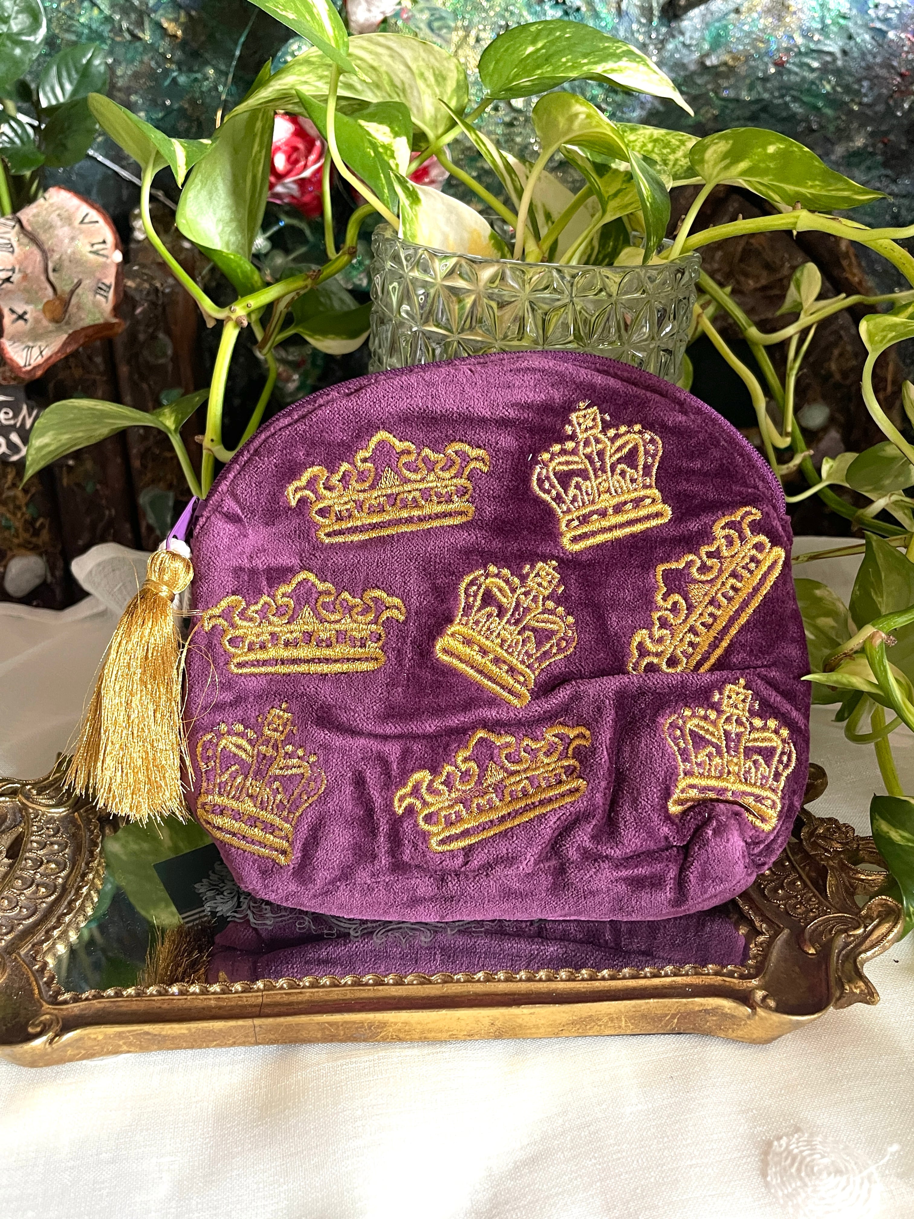 ◆コスメポーチ◆Crowns Cosmetic Bag◆刺繍◆王冠 Crown◆アン・ハリス Anne Harris◆英国製◆