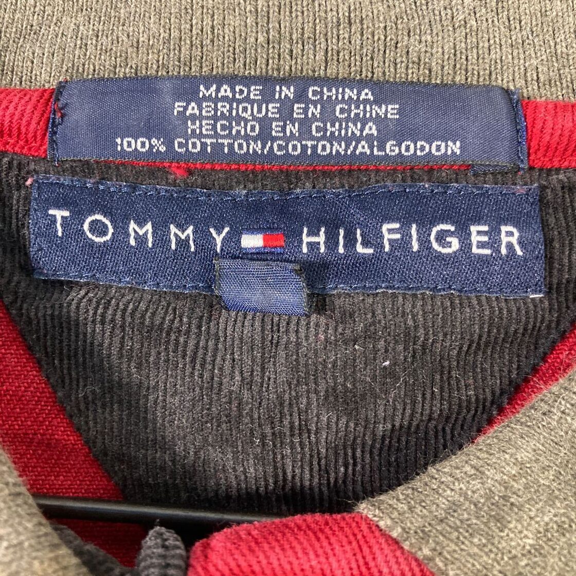 TOMMY HILFIGER ハーフボタン デニムジャケット XL レッド トミー 