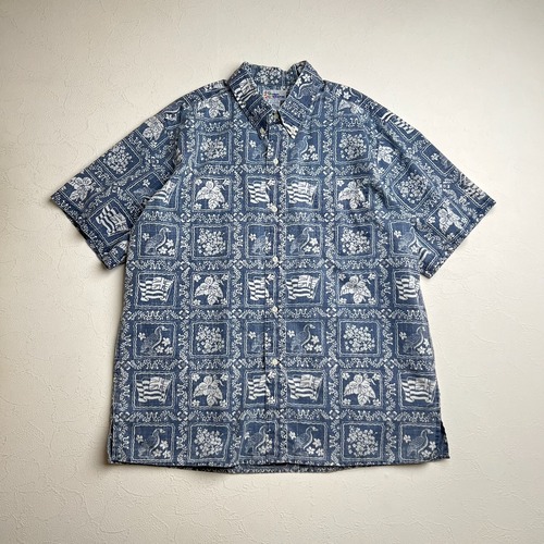 90s reyn spooner BD　総柄　アロハシャツ　半袖シャツ　XL