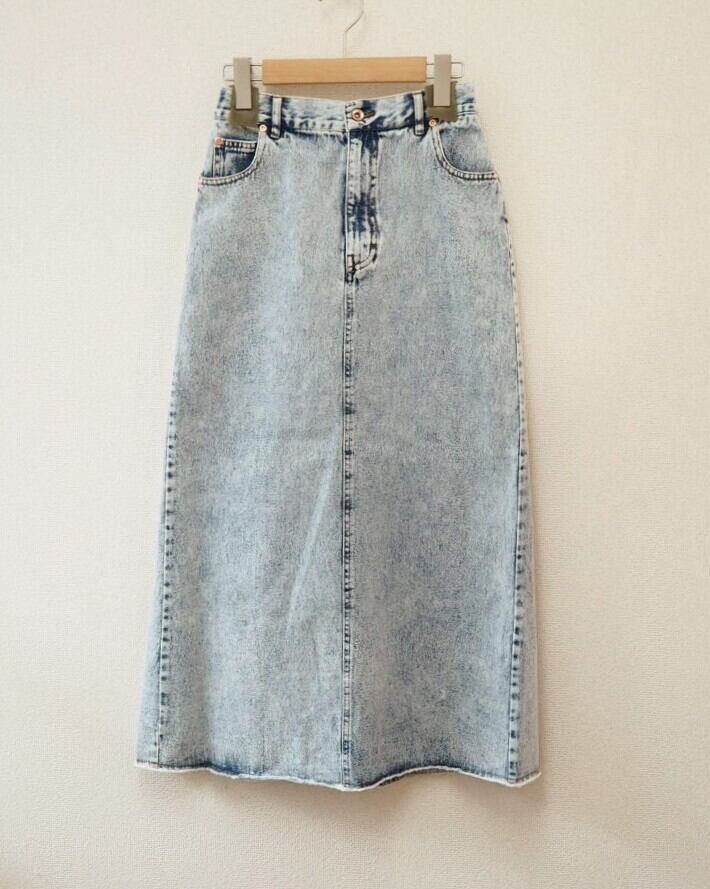 denim long skirt <blue>