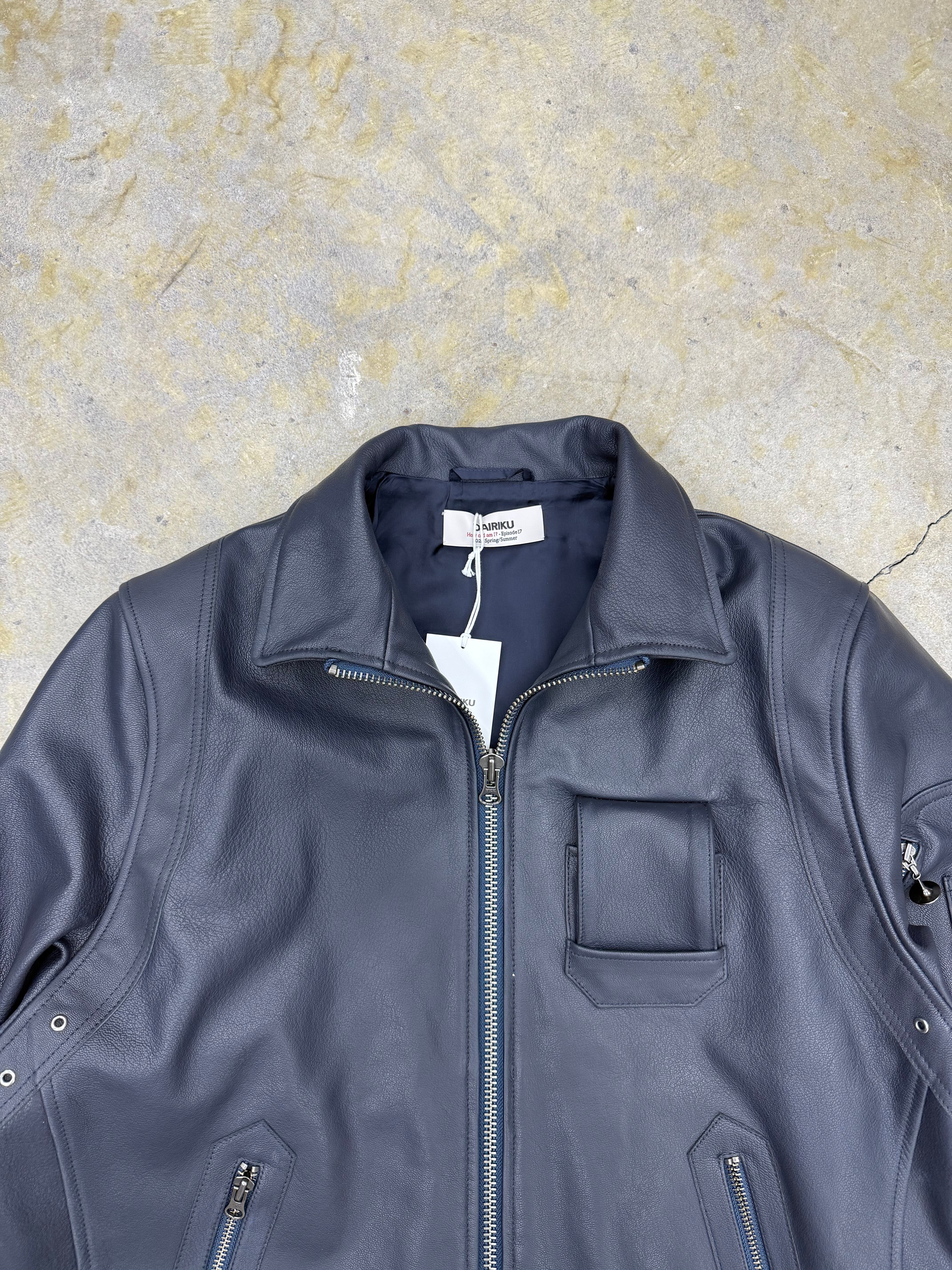 DAIRIKU | Millitary Leather Flight Jacket | Navy×Black | HOWDAY