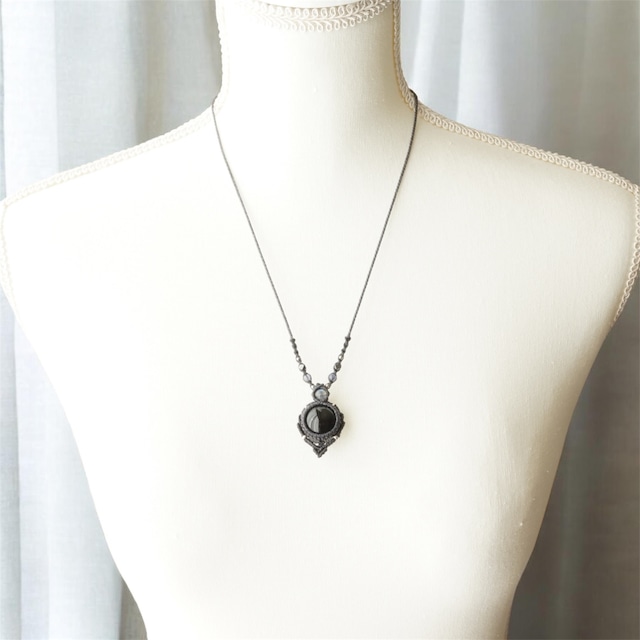 チベット産モリオン(黒水晶)のマクラメネックレス ‐ 漆黒 -【紐色チェンジ可】Ver.2026