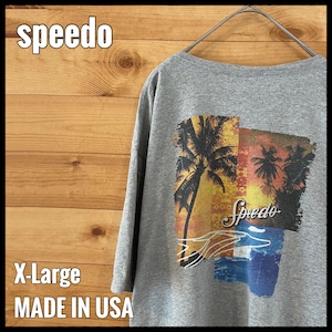 【speedo】USA製 Tシャツ 半袖 ワンポイント バックプリント XL ビッグサイズ US古着 アメリカ古着