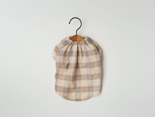 【スプリング チェックスモック】マリーゴールドイエロー/ ピンクベージュ 犬服