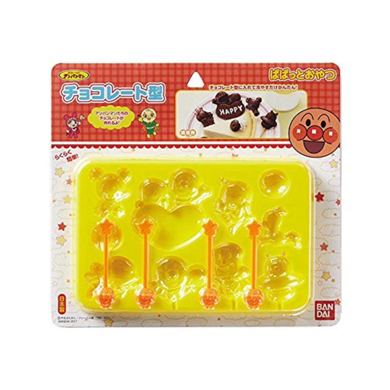 トルネ 日本製 アンパンマン チョコレート 型抜き お菓子 手作り ピック付き 2388160