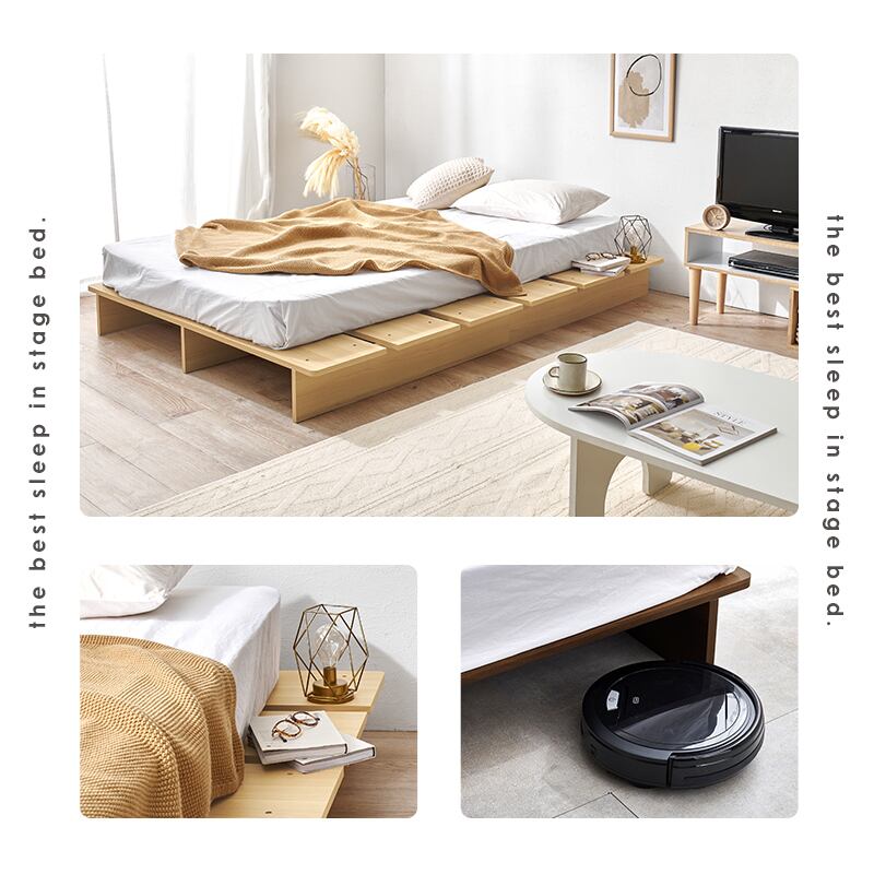 【組立式】耐荷重350kg セミダブルベッド ステージベッド 2色展開 一人暮らし ワンルーム 幅140cm