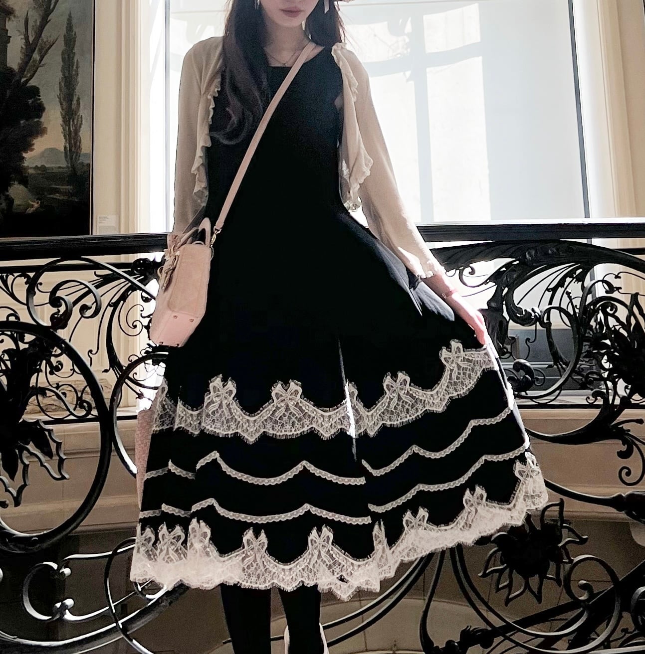 Classic bow dress Black クラシック ボウ ワンピース ブラック