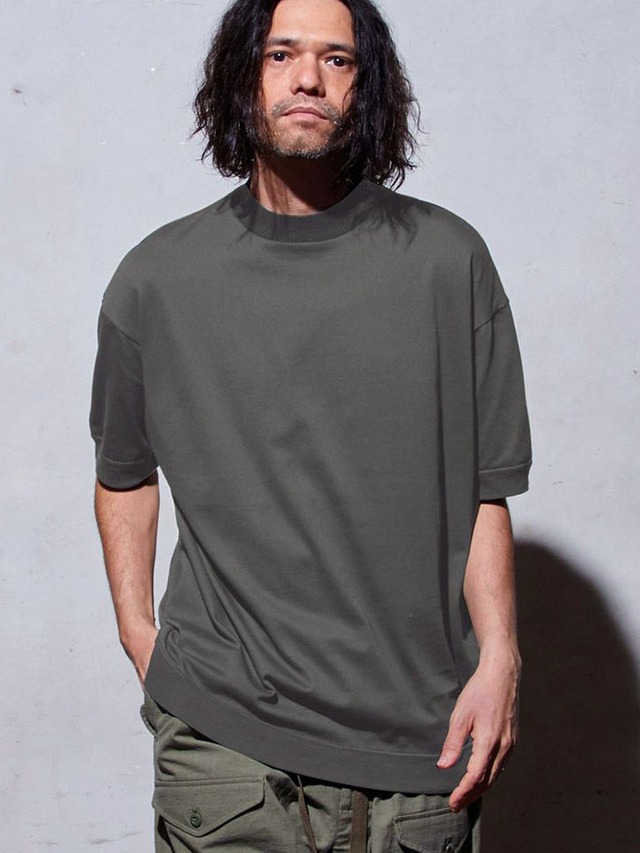 EGO TRIPPING (エゴトリッピング) RIB MOCKTEE Tシャツ / CHARCOAL 666255-04