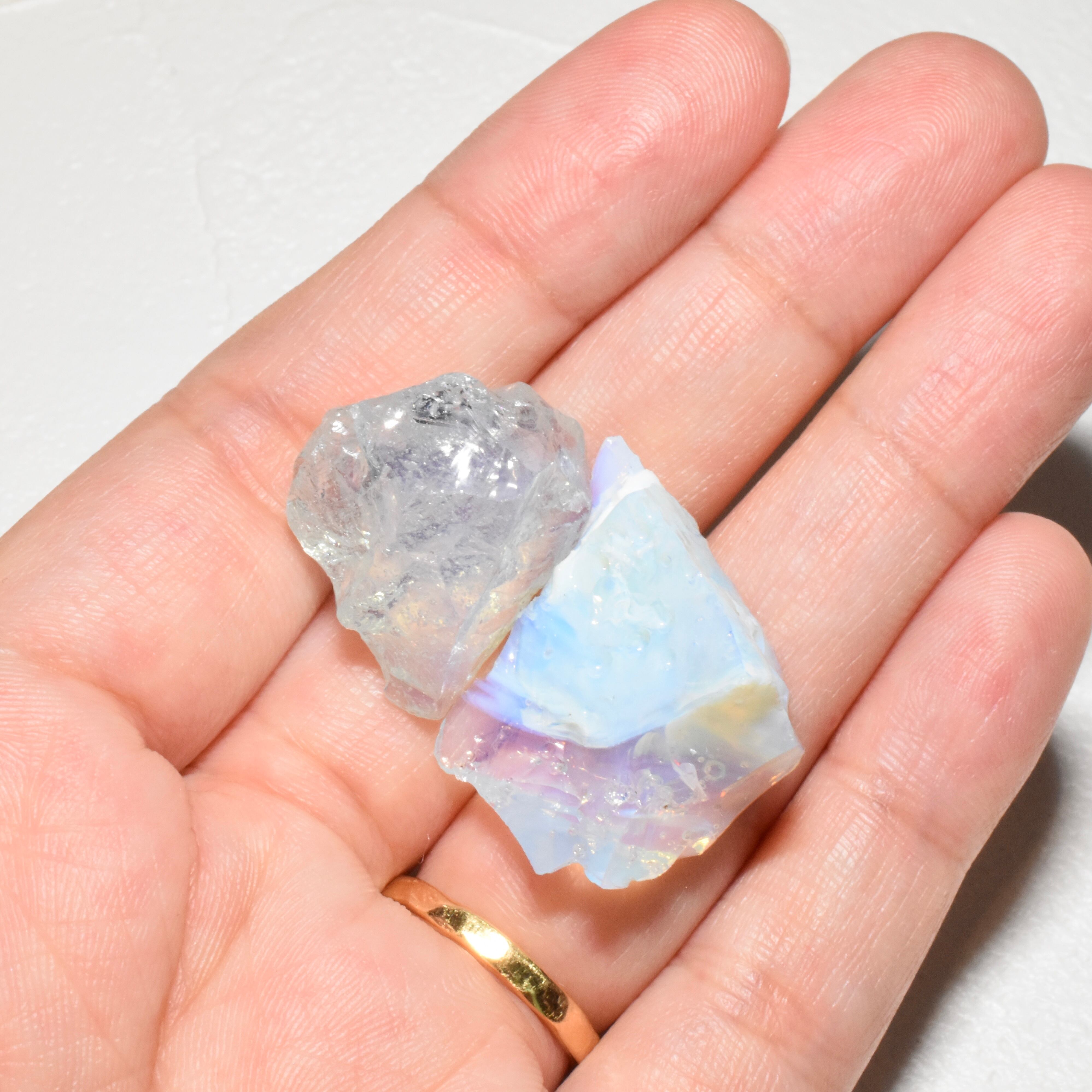 アンダラクリスタル5個セット，セレスタイト原石，アメジスト、水晶