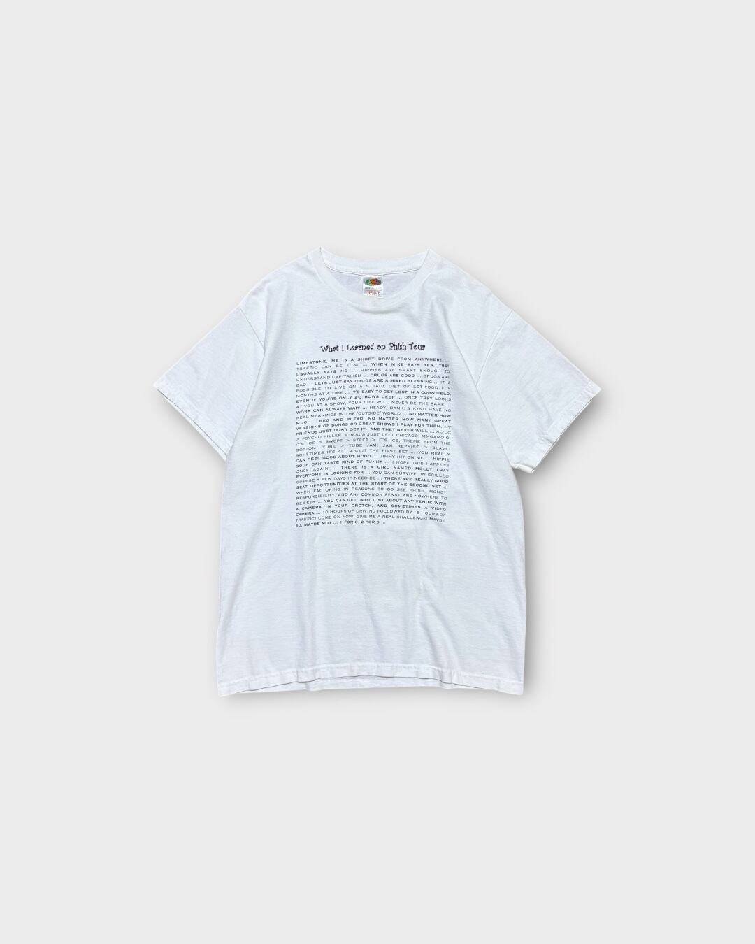 【Used】“FRUIT OF THE LOOM” Phish Tour Text Print T-Shirt