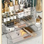 メイクボックス コスメボックス 引き出し 3段式 透明カバー付き 化粧品収納ボックス 大容量 化粧品 収納 メイクケース 引き出し 化粧品入れ 多機能 コスメ アクセサリー ジュエリー 浴室 洗面所 卓上収納 高品質 2色 透明 エメラルドグリーン