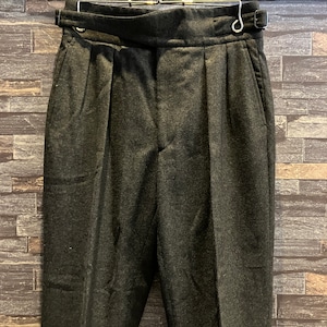 RALPH LAUREN PURPLE LABEL WOOL GURKHA SLACKS GREY