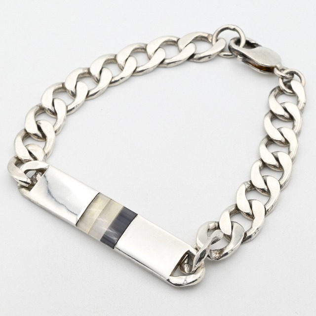 Three Colors Mother Of Pearl Inlay Bold Panel ID Bracelet / Denmark