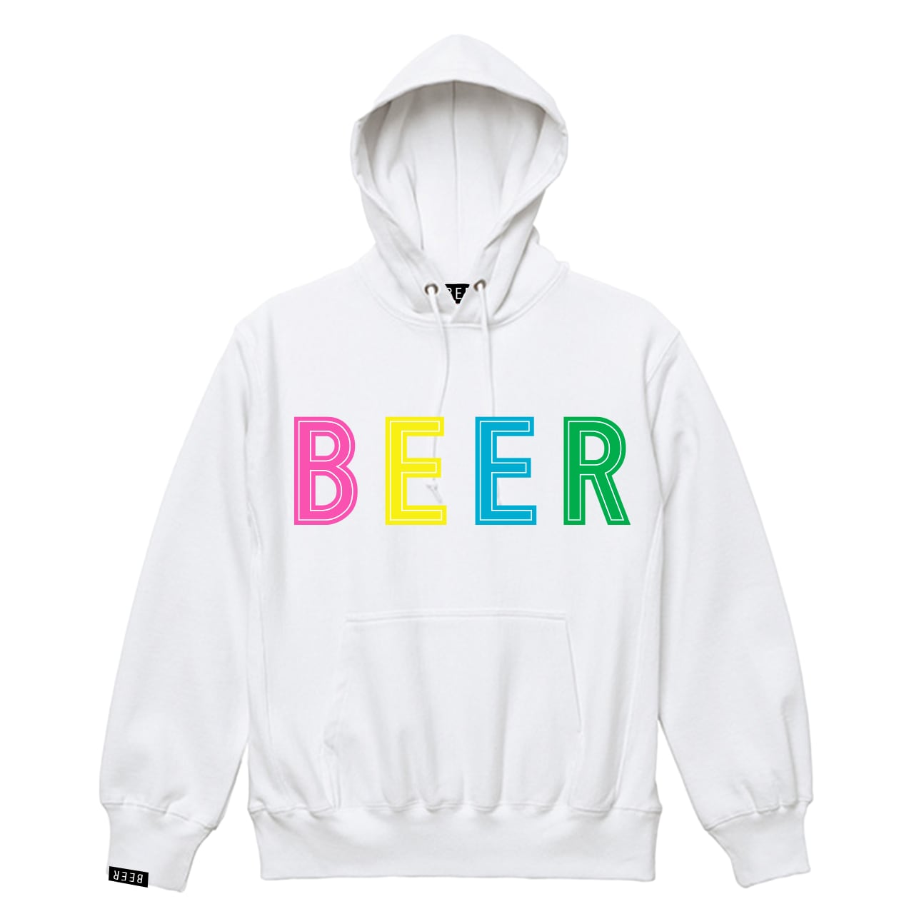 BEER アップリケカラフルロゴパーカ（裏起毛） ホワイト