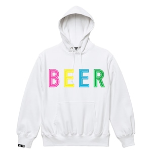 BEER アップリケカラフルロゴパーカ（裏起毛） ホワイト