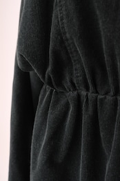 Black corduroy long sleeve shirt dress