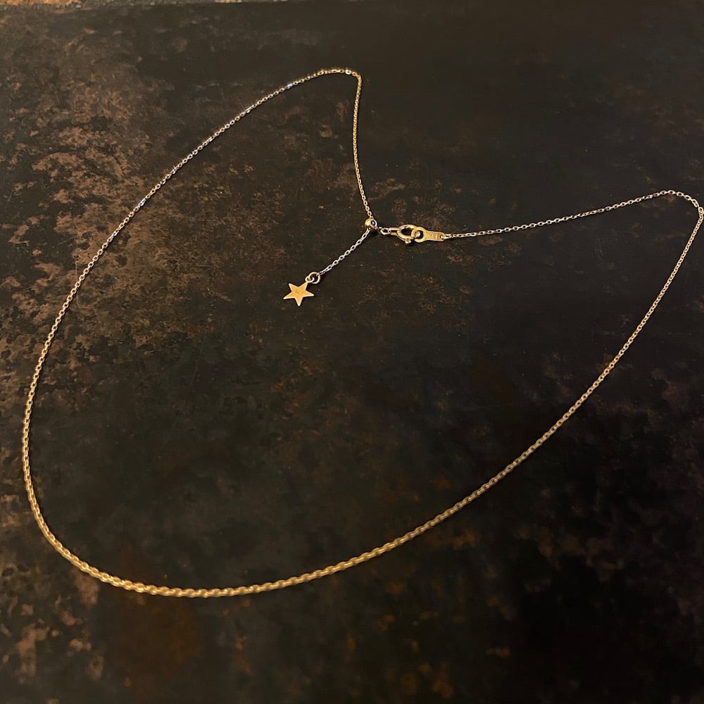 エンドパーツ(☆◯♡)が選べる、K18 スライドアジャスターチェーン50cm