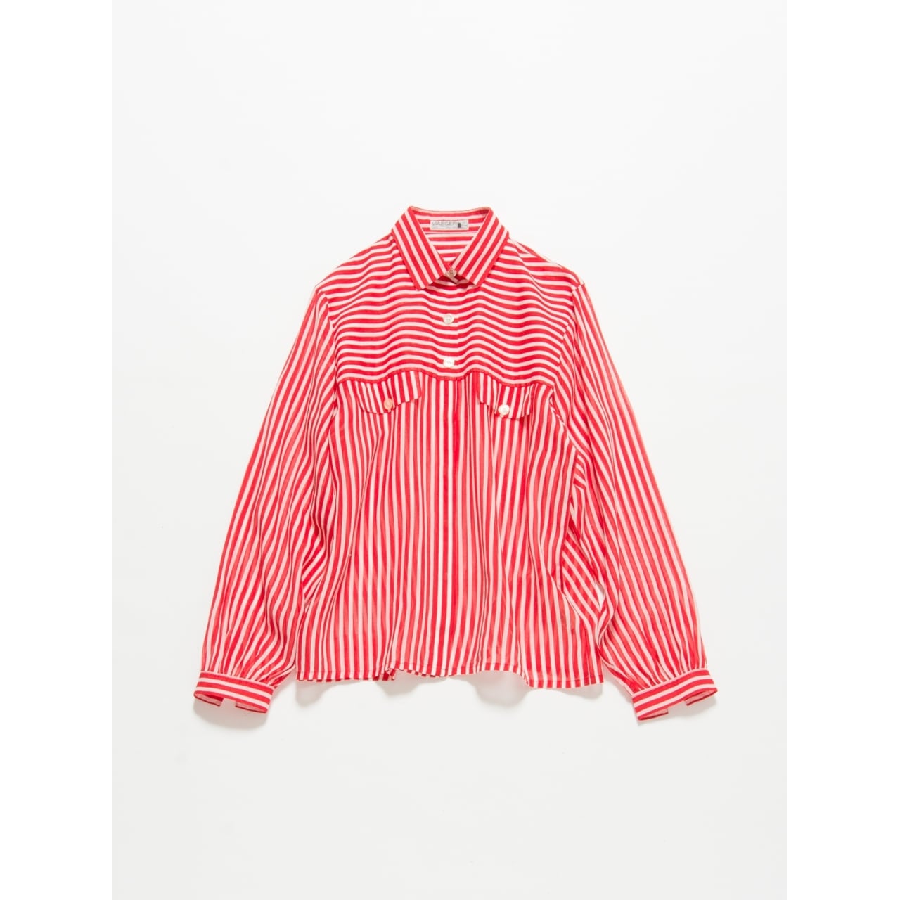【JAEGER】Made in Great Britain cotton gauze stripe blouse（イエーガー イギリス製コットンガーゼストライプブラウス シャツ）3e