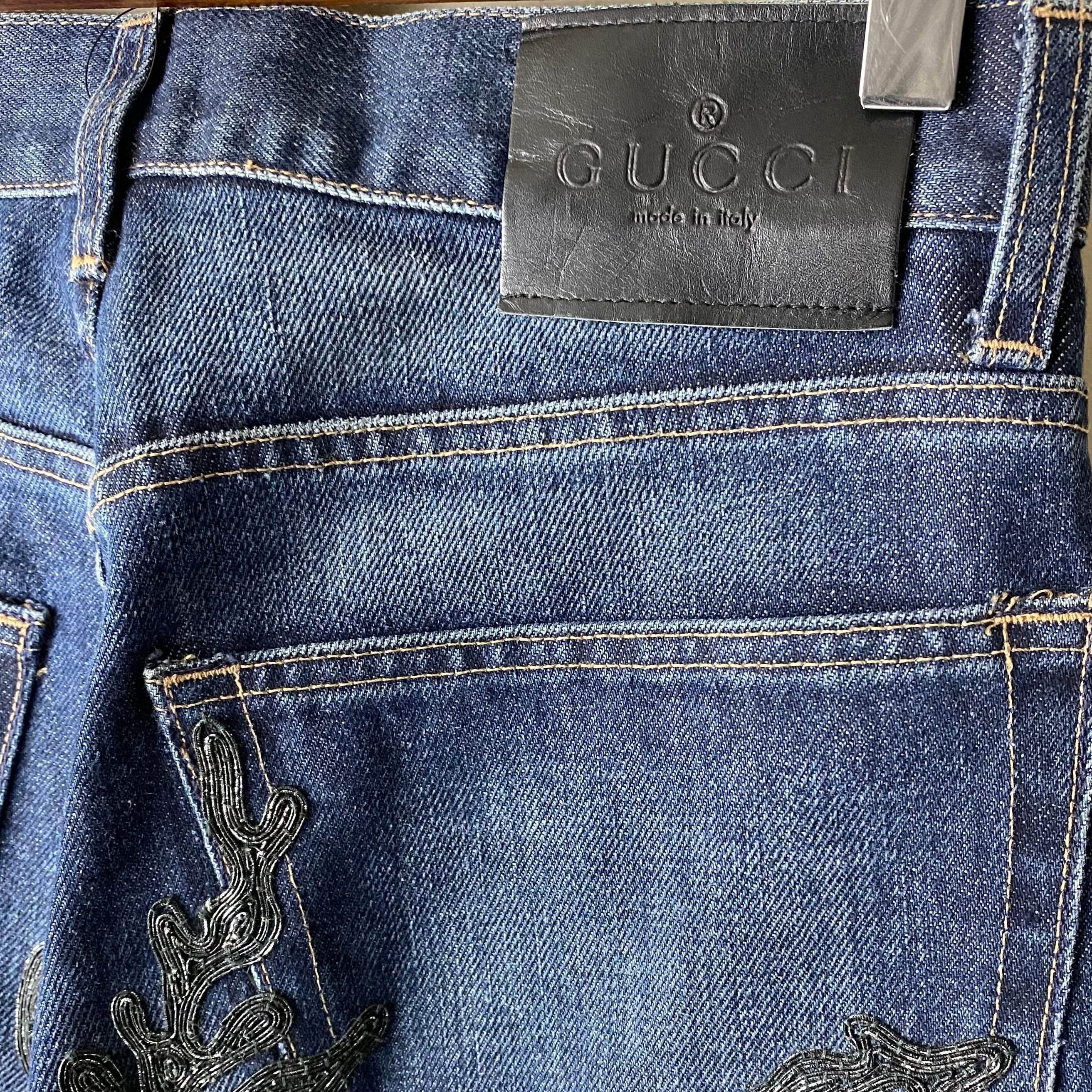 GUCCI by Tom Ford embroidery denim pants | NOIR ONLINE GUCCI by Tom Ford embroidery denim pants | NOIR ONLINE
